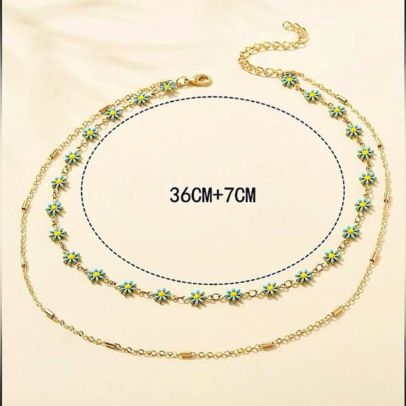 Daisy Gold Plated Multilayer Necklace - Picture 2 of 3